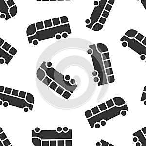 Bus icon in flat style. Coach vector illustration on white isolated background. Autobus vehicle seamless pattern business concept