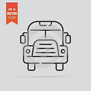 Bus icon in flat style isolated on grey background
