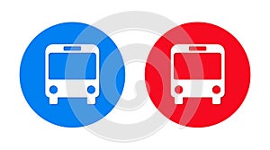 Bus icon flat trendy round button set