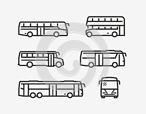Bus icon set. Transport symbol in linear style. Vector illustration