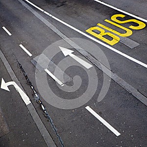 Bus lane and road markings
