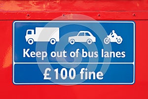 Bus lane warning sign