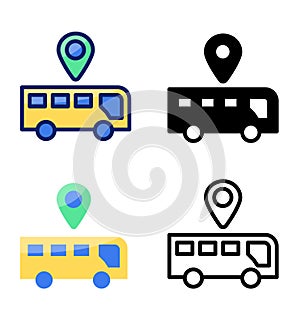 Bus location, pointer and location icons.