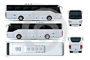 Bus mockup. Top view, coach car, sides of vehicle, truck mock up, front and back, big travel autobus, branding identity photo