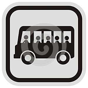 Bus passengers, black silhouette, bus and people, vector icon