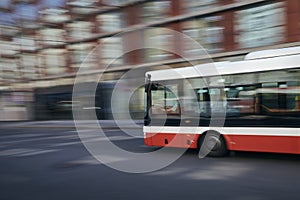 Bus of public transportation in blurred motion