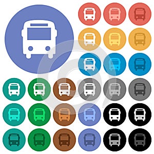 Bus round flat multi colored icons