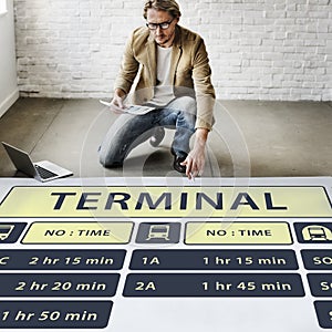 Bus Route Express Terminal Schedule Concept