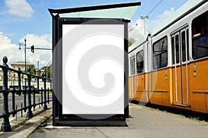 bus shelter at a busstop. glass and aluminum frame. mockup base. bus shelter advertising concept