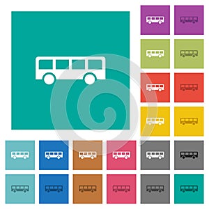 Bus square flat multi colored icons