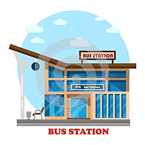 Bus station or depot structure exterior view