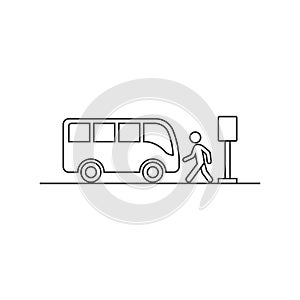 Bus station icon in flat style. Auto stop vector illustration on white isolated background. Autobus vehicle business concept