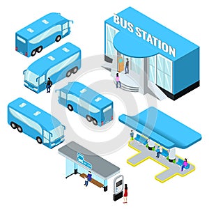 Bus station isometrics and buses