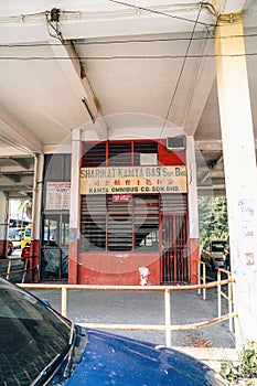 Bus station ticket counter in Tapah, a unique place with vintage buildings