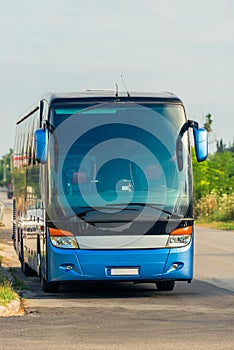 Bus staying in the parking lot