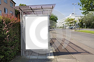 Bus stop billboard or poster, white, blank with clipping path.