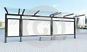 Bus Stop and Bus Shelter Outdoor Advertising Signage mockup