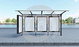 Bus Stop and Bus Shelter Outdoor Advertising Signage mockup