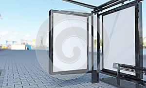 Bus Stop and Bus Shelter Outdoor Advertising Signage mockup