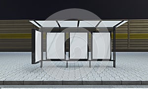 Bus Stop and Bus Shelter Outdoor Advertising Signage mockup