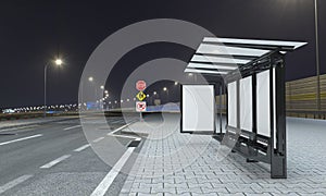 Bus Stop and Bus Shelter Outdoor Advertising Signage mockup