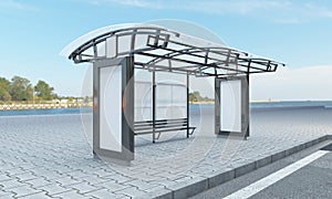 Bus Stop and Bus Shelter Outdoor Advertising Signage mockup