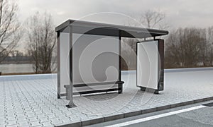 Bus Stop and Bus Shelter Outdoor Advertising Signage mockup