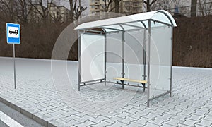 Bus Stop and Bus Shelter Outdoor Advertising Signage mockup