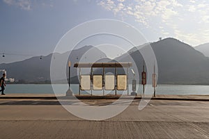 bus stop on the coast road in Lantau Island Feb 13 2024