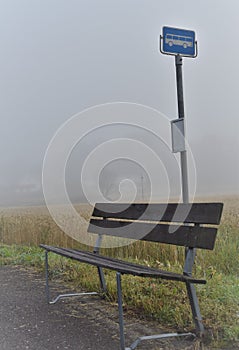 Bus stop in the middle of nowhere photo
