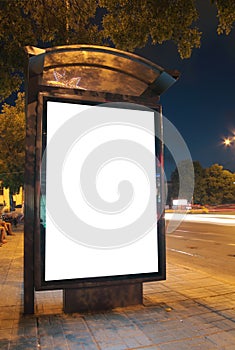 Bus stop at night