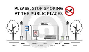 Bus stop no smoking vector illustration