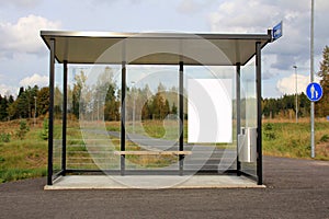 Bus Stop Shelter with Blank Billboard