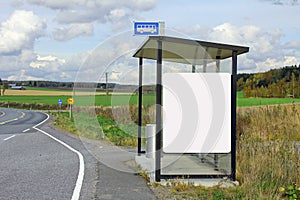 Bus Stop Shelter with Blank Billboard