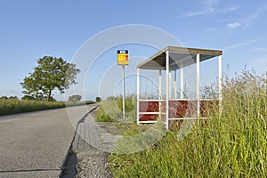 Bus stop shelter in a rural area