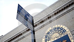 A Bus Stop Sign In Downtown Pittsburgh for Port Authority