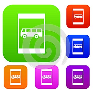 Bus stop sign set collection