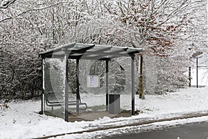 Bus stop in winter