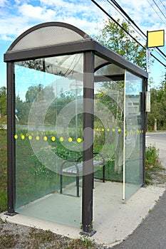 Bus stop of Yellowknife transit along Franklin avenue in Yellowknife, Canada