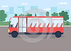 Bus on street flat color vector illustration photo