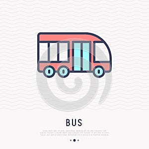Bus thin line icon, side view.