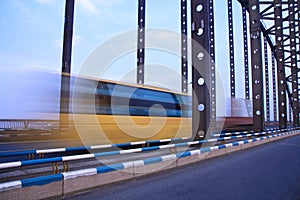 Bus throught the bridge