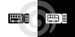 Bus Ticket icon logo set vector