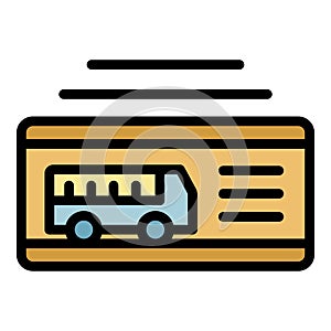 Bus ticket icon color outline vector