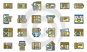 Bus ticketing icons set vector flat