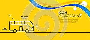 Bus tour transport line icon. Transportation vehicle sign. Minimal line yellow banner. Vector