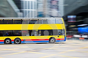 Bus travel with Blurred Motion at Central of Hong Kong