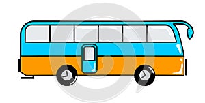 Bus travel cartoon sticker in retro style