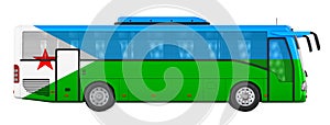 Bus travel in Djibouti, Djiboutian bus tours, concept. 3D rendering photo