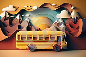 Bus travel graphic painting model scale art generative ai